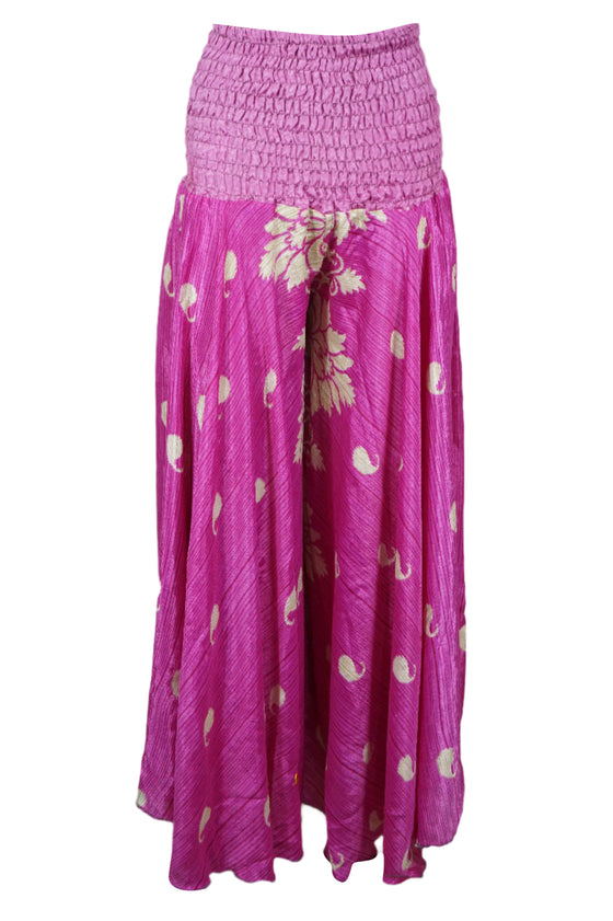 Handmade Bohemian Silk Palazzo Pants in Magenta Pink – Flowy & boho chic