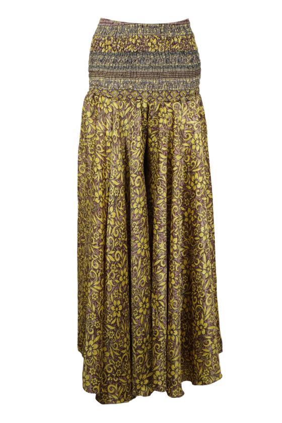 Handmade Bohemian Olive Green Wide-Leg Pants – Flowy Divided Skirt