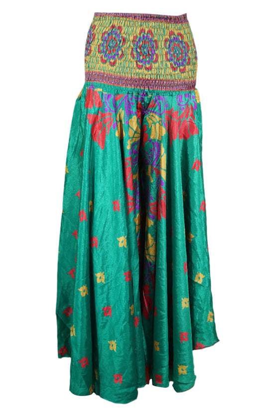 Boho Hippie Forest Green Floral Palazzo Pants: Breezy, Spring Vibes