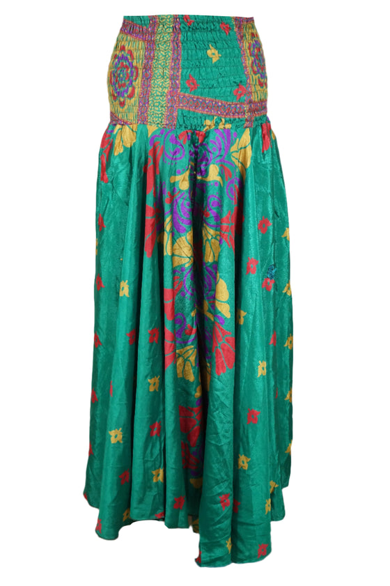 Boho Hippie Forest Green Floral Palazzo Pants: Breezy, Spring Vibes