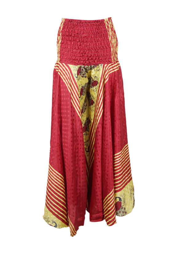 Bellydance Skirt Cardinal Red Flowy Palazzo Pants: Handmade Gypsy Vibes