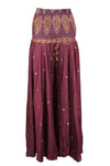 Women Relaxed Purplish Floral Boho Palazzo Pants Handmade Flowy Wide-Leg Trousers SM