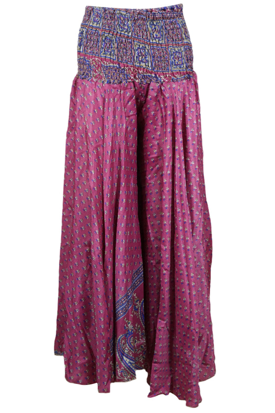 Cranberry Pink Boho Skirt Pants – Handmade Flowy Flared Beach Divided Skirt SM