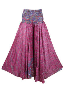  Cranberry Pink Boho Skirt Pants – Handmade Flowy Flared Beach Divided Skirt SM