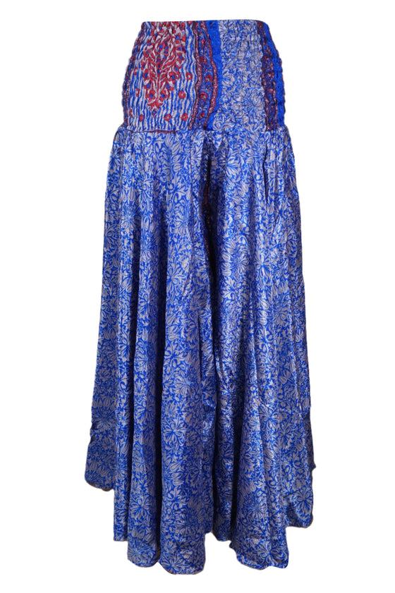 Women Steel Blue Boho Flowy Wide-Leg Pants – Handmade Flared Palazzo Pant SM