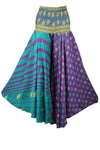 Bohemian Purple Blue Flowy Pants Handmade Flared Palazzo with a Skirt-Like SM