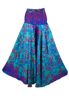  Cerulean Blue Boho Pants – Relaxed Wide-Leg Handmade Trousers with Floral Print SM