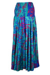 Cerulean Blue Boho Pants – Relaxed Wide-Leg Handmade Trousers with Floral Print SM