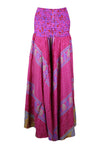 Bohemian Rouge Pink Boho Skirt Pants – Handmade Flowy Flared Beach Trousers SM