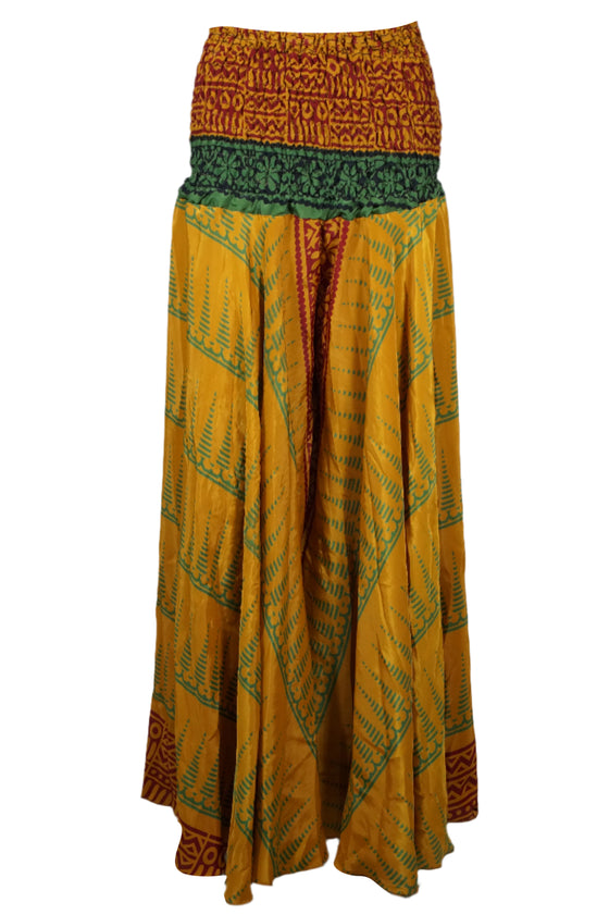 Bohemian Mustard Yellow Flared Skirt Pants – Handmade, Breezy & Beach-Ready SM