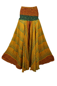  Bohemian Mustard Yellow Flared Skirt Pants – Handmade, Breezy & Beach-Ready SM