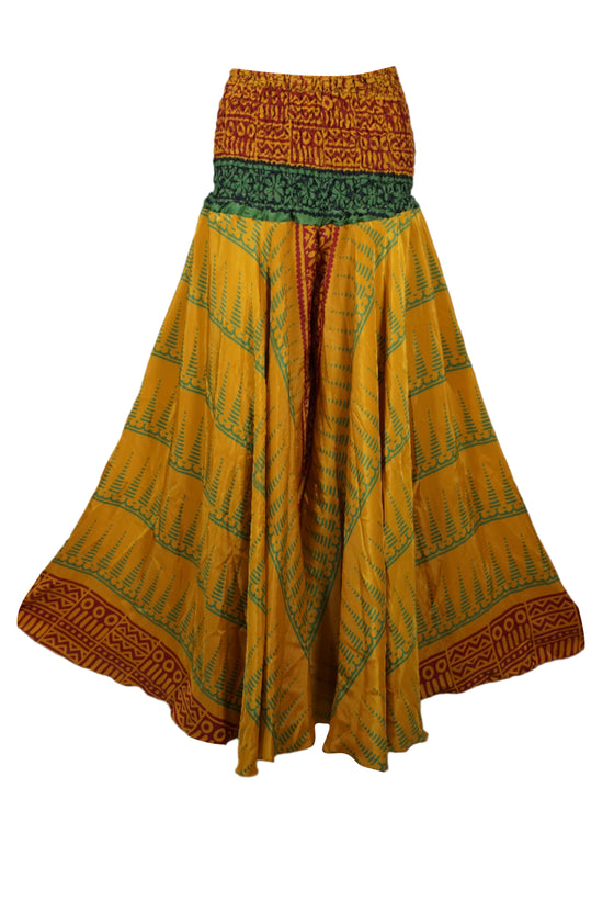 Bohemian Mustard Yellow Flared Skirt Pants – Handmade, Breezy & Beach-Ready SM