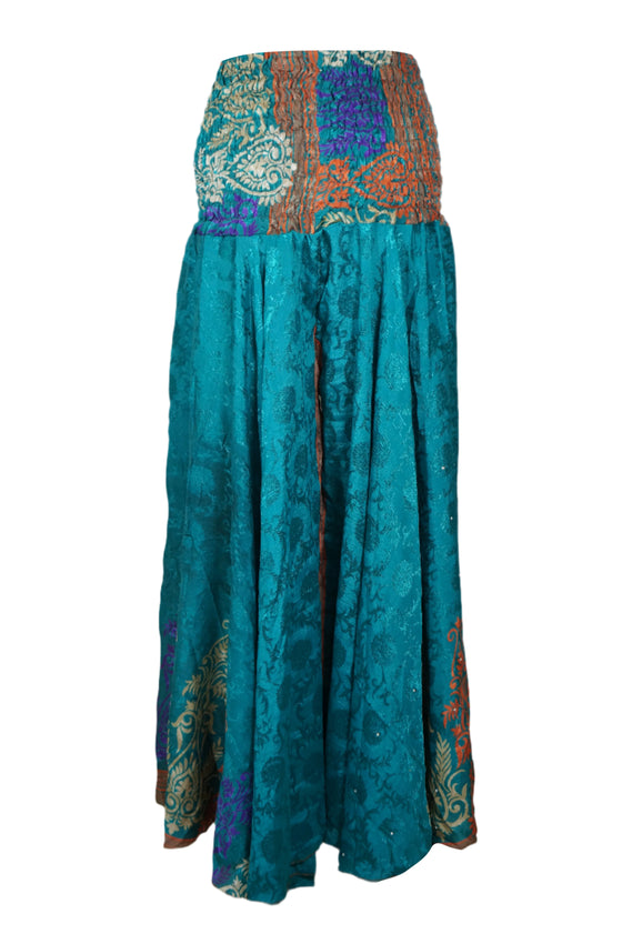 Bohemian Sea Blue Boho Floral Palazzo Pants – Effortless & Spring-Ready SM