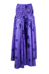 Bohemian Iris Purple Flowy Pants – Handmade Flared Palazzo with a Skirt-Like Elegance SM