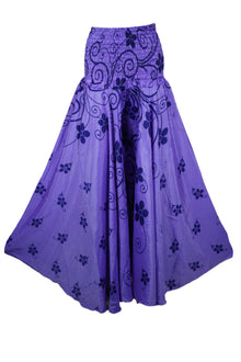  Bohemian Iris Purple Flowy Pants – Handmade Flared Palazzo with a Skirt-Like Elegance SM