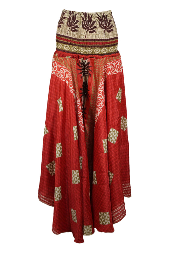 Bohemian Rose Red Wide-Leg Pants – Handmade, Graceful & Flowy SM