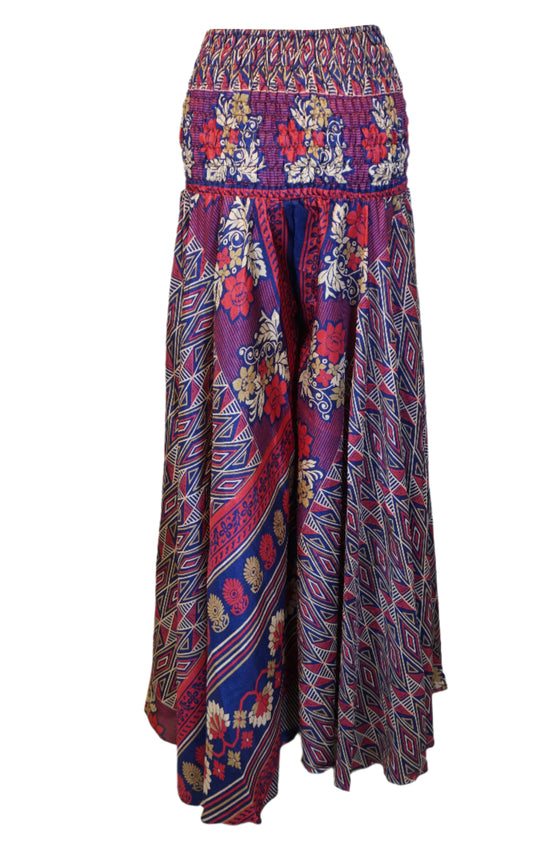 Bohemian Plum Purple Flowy Pants – Handmade Palazzo with Skirt-Like Grace SM