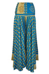 Bohemian Aegean Blue Wide-Leg Palazzo – Flowing Elegance with Divided Pant  SM