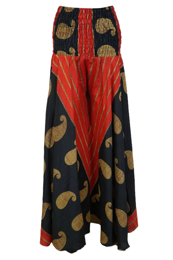 Bohemian Black & Red Floral Palazzo Pants – Flowing Grace for Spring Divided Pant SM