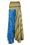 Bohemian Beige & Blue Wide-Leg Palazzo  Elegance with a Flowing Divided Design SM