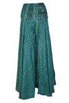 Women's Sea Blue Boho Wide-Leg Pants – Handmade Flowing Flared Palazzo SM