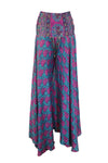 Women's Purple & Blue Boho Palazzo – Handmade Flowy Wide-Leg Pants SM