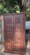 Antique Storage Cabinet 4 Door Warm Earthy Vintage Country Armoire 66x40