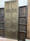 Antique Lotus Carved Double Doors Vintage Teak Garden Doors 80x38