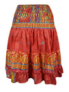 Summer Red Beach Boho Recycle Silk Skirts S/M