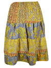 Womens Summer Ruched Yellow Beach Recycle Silk Skirts S/M