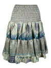 Summer Ruched Gray Beach Recycle Silk Skirts S/M