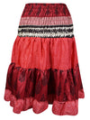 Summer Elastic Skirt, Red Beach Recycle Silk Skirts S/M