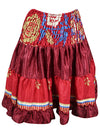 Women Summer Elastic Skirt, Red Beach Recycle Silk Skirts S/M