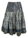 Womens Gray Ruched Floral Beach Recycle Silk Skirts S/M