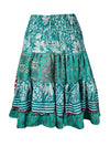 Ruched Skirt Pine Green Beach Recycle Silk Skirts S/M