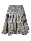 Womens Gray Ruched Floral Beach Recycle Silk Skirts S/M