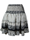 Womens Gray Black Ruched Floral Beach Recycle Silk Skirts S/M