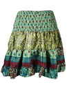 Ruched Skirt Boho Green Beach Recycle Silk Skirts S/M