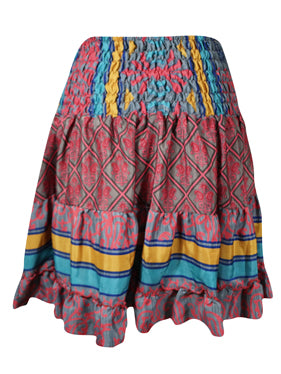 Women Boho Chic Skirt Gray, Pink  Beach Recycle Silk Stylish Skirts S/M