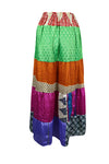 Womens Mexicalli Green Orange Maxi Skirt Patchwork Skirts S/M