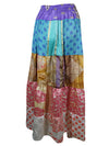 Womens Stylish Maxi Skirt Patchwork Recycle Silk Boho Skirts S/M/L