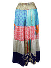 Womens Sky Blue Beach Maxi Skirt Patchwork Boho Skirts S/M/L