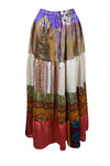 Womens Colourful Floral Summer Maxi Skirt Patchwork Boho Skirts S/M/L