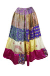 Womens Stylish Beach Maxi Skirt Purple Pink Patchwork Boho Skirts S/M/L