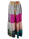 Womens Magenta Pink Long Beach Maxi Skirt Patchwork Boho Skirts S/M/L