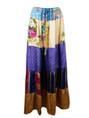 Womens  Purple Floral Stylish Beach Maxi Skirt Patchwork Skirts S/M/L