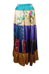 Womens Stylish Beach Maxi Skirt Purple Gold Patchwork Boho Skirts S/M/L