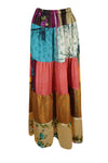 Womens  Blue, Red Floral Beach Maxi Skirt Patchwork Boho Skirts S/M/L