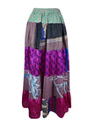 Womens Stylish Beach Maxi Skirt Purple Patchwork Boho Skirts S/M/L