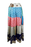 Womens Stylish Long Maxi Skirt Blue, Pink Patchwork Boho Skirts S/M/L